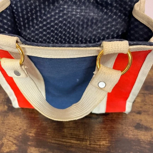 Vintage Colorblock Canvas Tote Bag Red, White, and Blue- Made in Japan - Picture 8 of 11